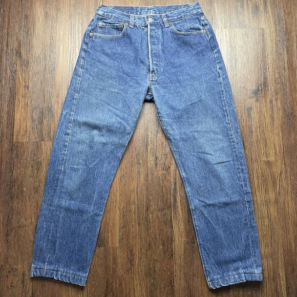 Vintage 90’s Levi’s 501xx Buttonfly Straight Leg Faded Denim Jeans Size 28x28 - Picture 1 of 10